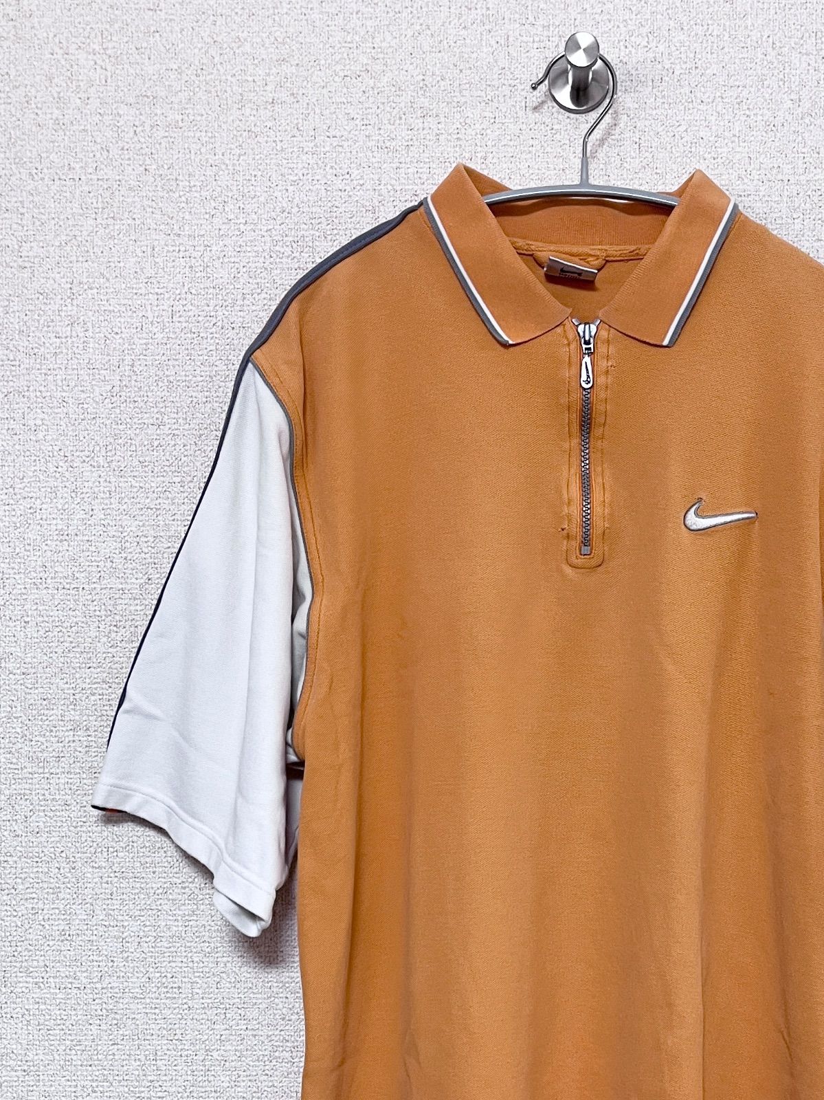 NIKE】90s 白タグ ショートスリーブ ハーフジップ ポロシャツ L