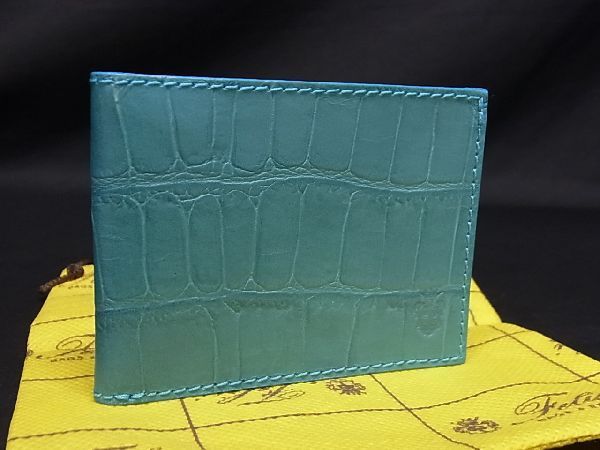 新品未使用】Felisi フェリージのクロコ型押し二つ折り革財布-