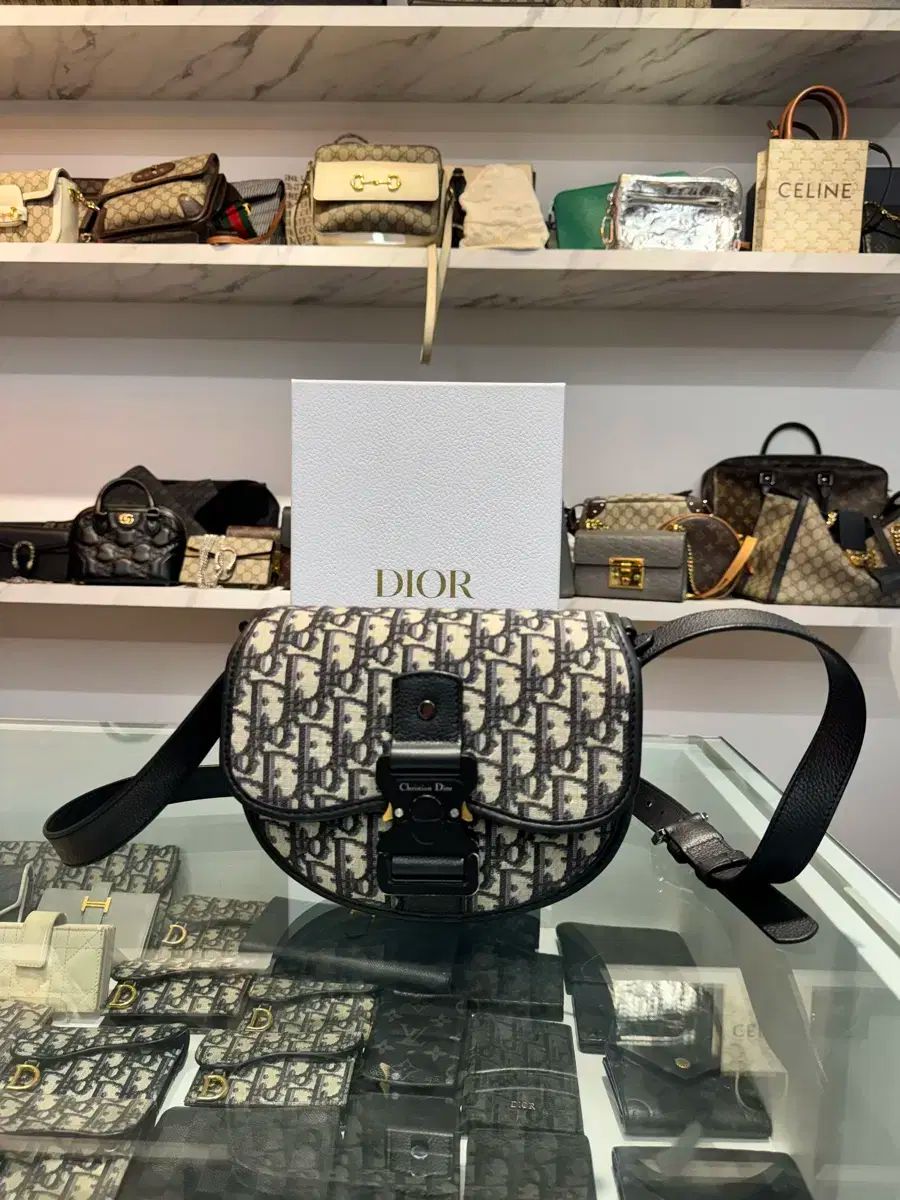 ディオール ギャロップ ミニ メッセンジャーバッグ カーフスキン ベージュ - ブラック ディオール オブリーク