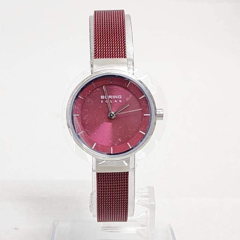 BERING ベーリング レディース腕時計 14627-363 ソーラー電波クォーツ レッド文字盤 未稼働品 22505K161