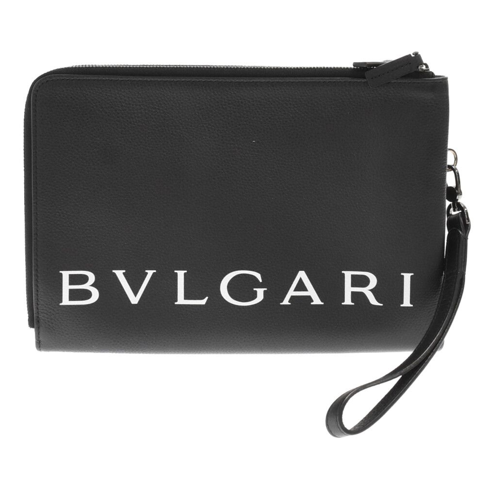 BVLGARI (ブルガリ) ×フラグメントデザイン ロゴ レザークラッチバッグ 