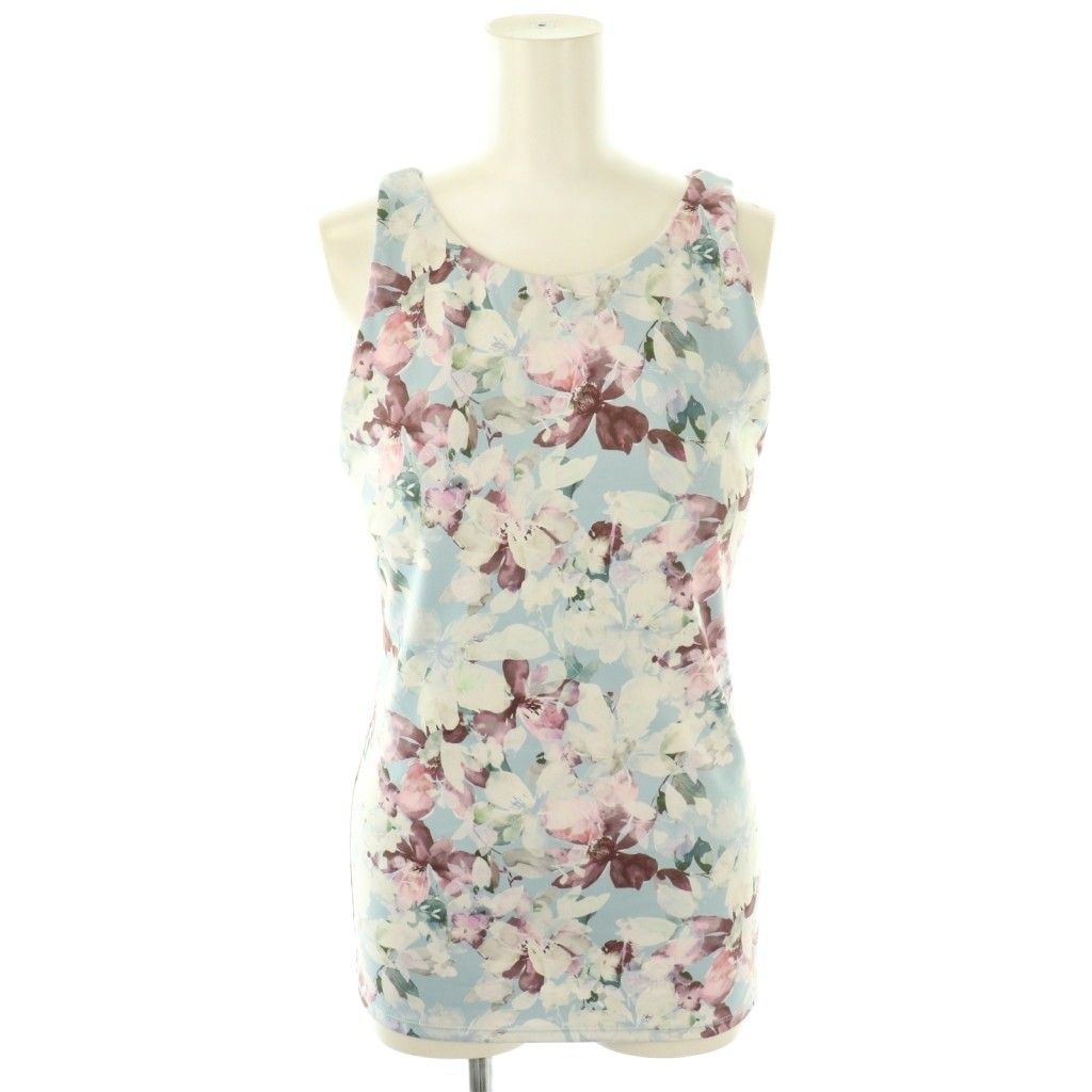 スカーラ SUKALA 24年 ウォーター プリントタンクトップ ヨガパンツ セットアップ L ライトブルー HK OS