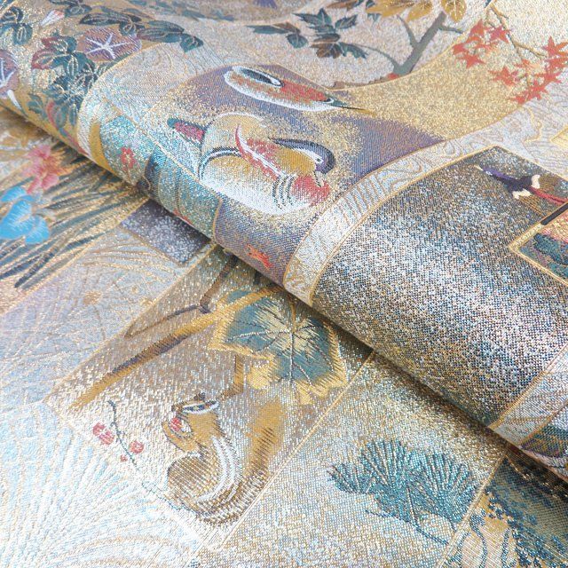 袋帯 未使用 正絹 フォーマル 仕立て上がり 全通 西陣 あさぎ 本