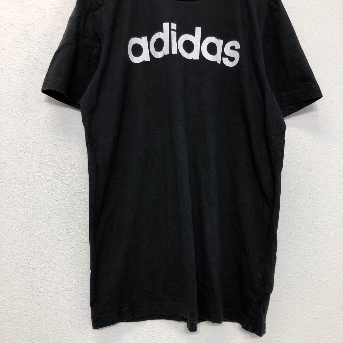 adidas 半袖 プリントTシャツ M ブラック ホワイト アディダス ロゴ