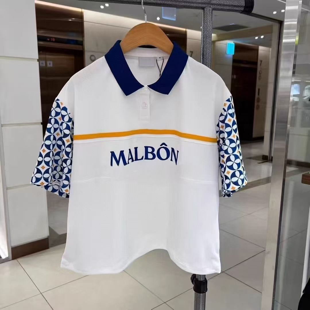 malbon 同じ大容量の男性と女性の軽量防水韓国のゴルフウェアのファッション 韓国 MALBON ゴルフウェア レディース 半袖ポロシャツ 花柄
