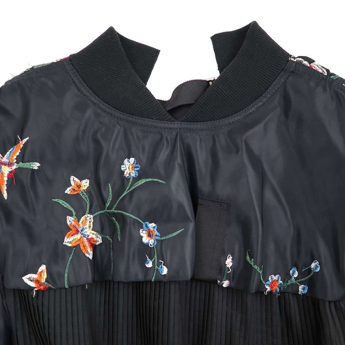 sacai サカイ 17SS フラワーエンブロイダリープリーツワンピース 17