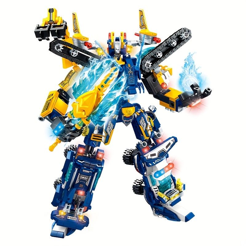 4-in-1 クールスチールメカロボットビルディングブロックセット - 男の子向けの創造的な変形車両モデル、耐久性のあるABS構造、若者への完璧なギフト