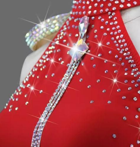 新品未使用社交ダンスドレス ラテンドレス フリンジ デモ用 レッド