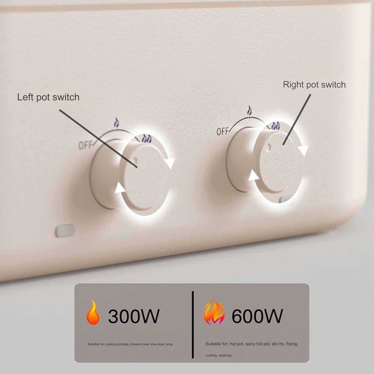 人気推薦◆スプリット電気ポット ノンスティックコーティングと2つの独立したノブスイッチ付き1200Wスロークッカー