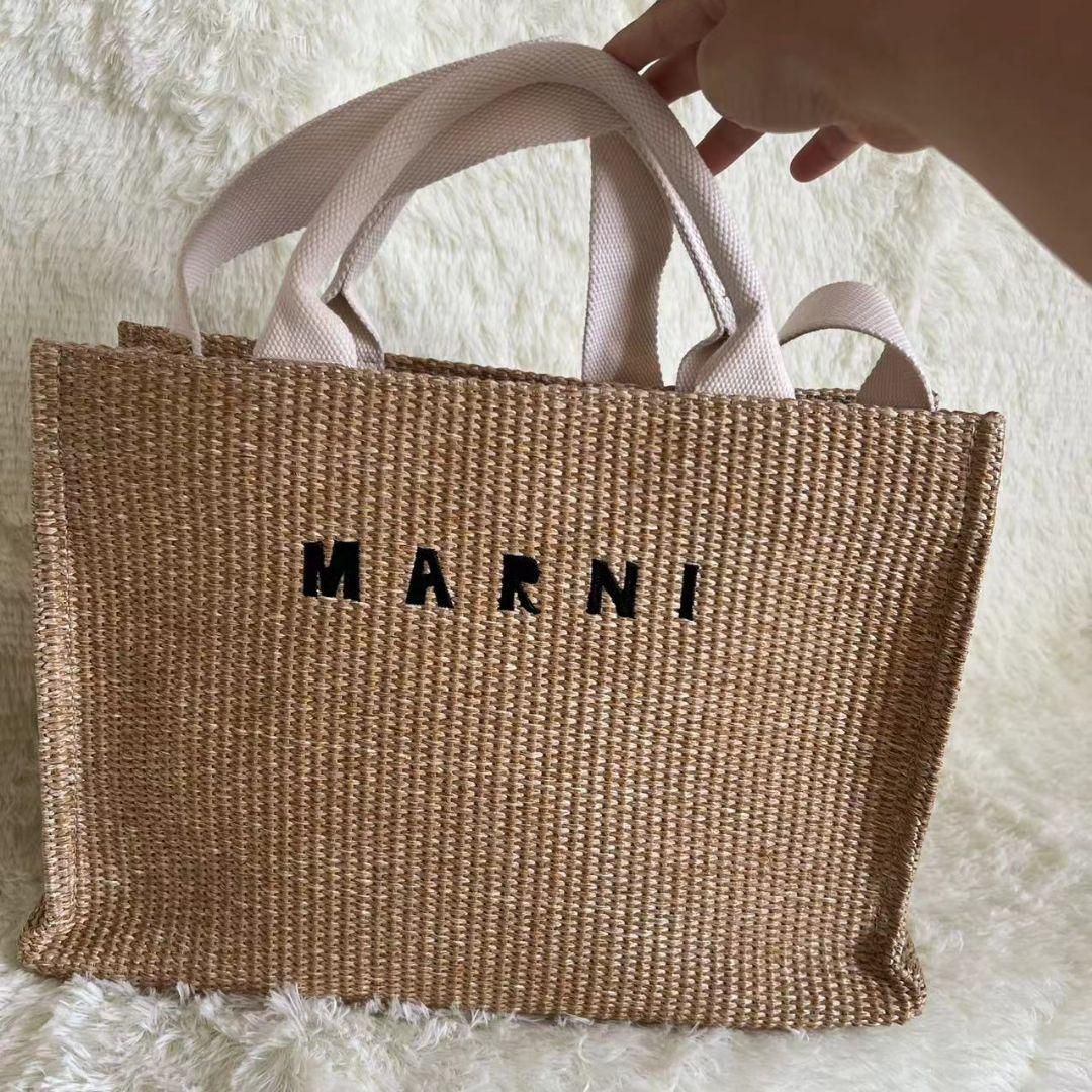 新品 MARNIトートバッグかごバックスモール ショルダー付き