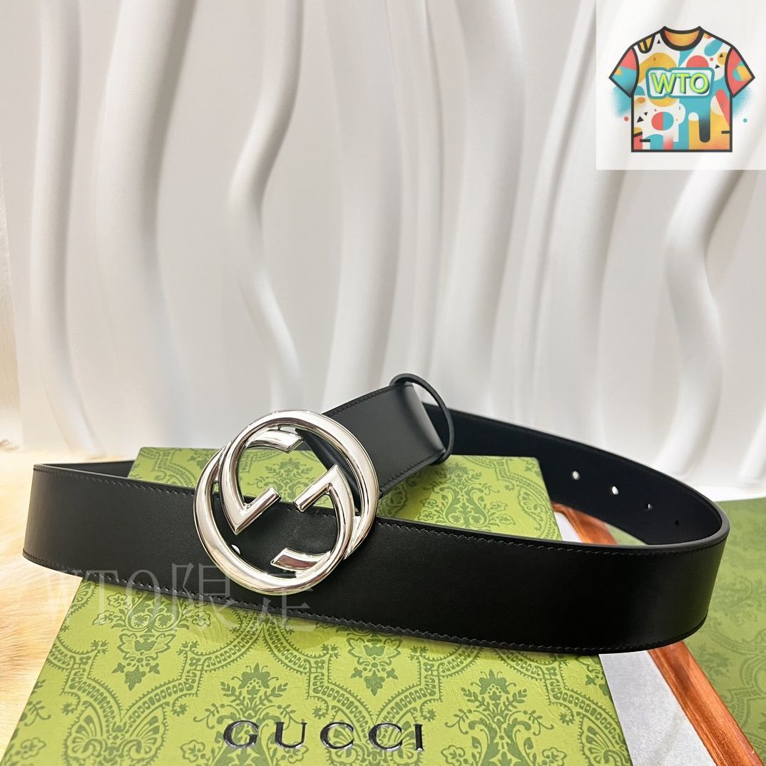 今日特価】Gucci 2024 年式 3.8cm 幅 輸入生地 & 本革ベルト-2