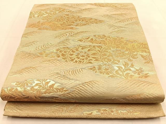 平和屋着物◎六通柄 京袋帯 本袋帯 流水花唐草文 金糸 正絹 逸品