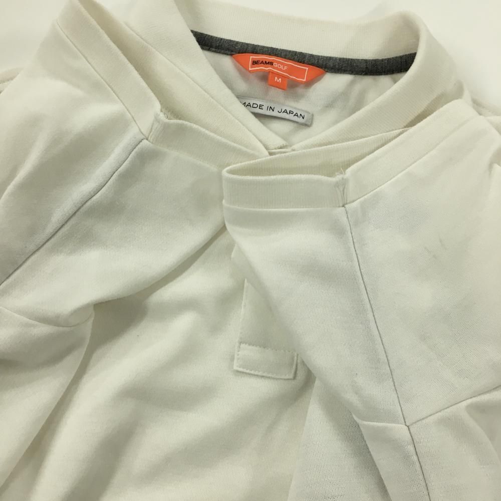 ビームスゴルフ 半袖ポロシャツ 白×黒 バイカラー 胸ロゴ刺しゅう