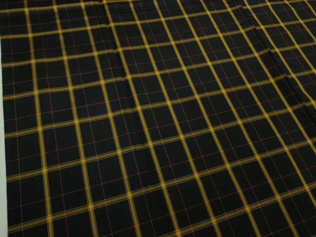 平和屋本店□極上 黄八丈 黒八丈 紬 単衣 格子 やまと誂製 逸品