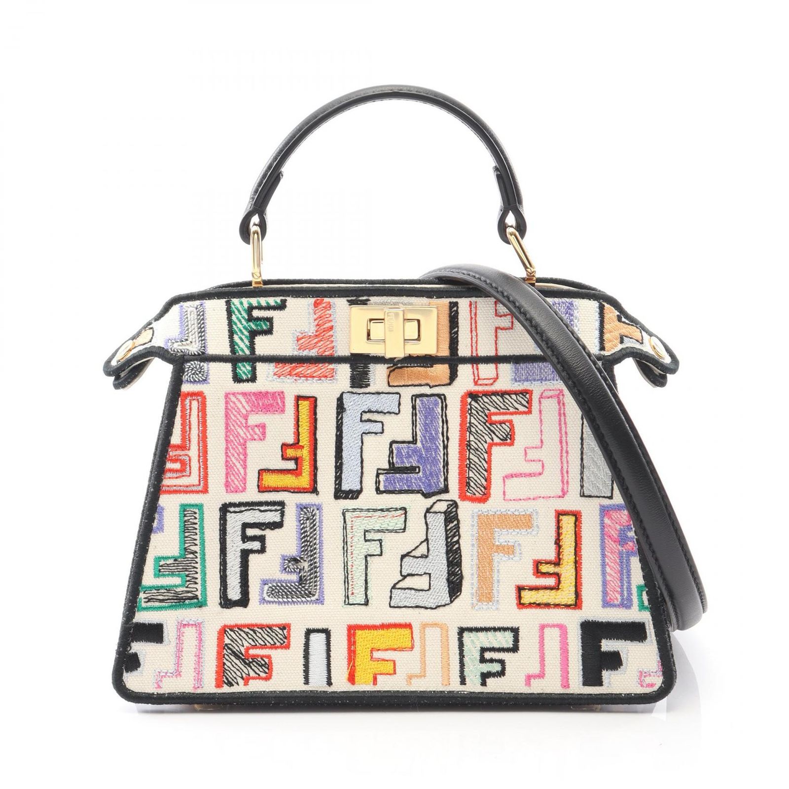 フェンディ FENDI ハンドバッグ ピーカブー ISeeU ホワイト|マルチ キャンバス レザー ピーカブー ISeeU プチ レディース Used A