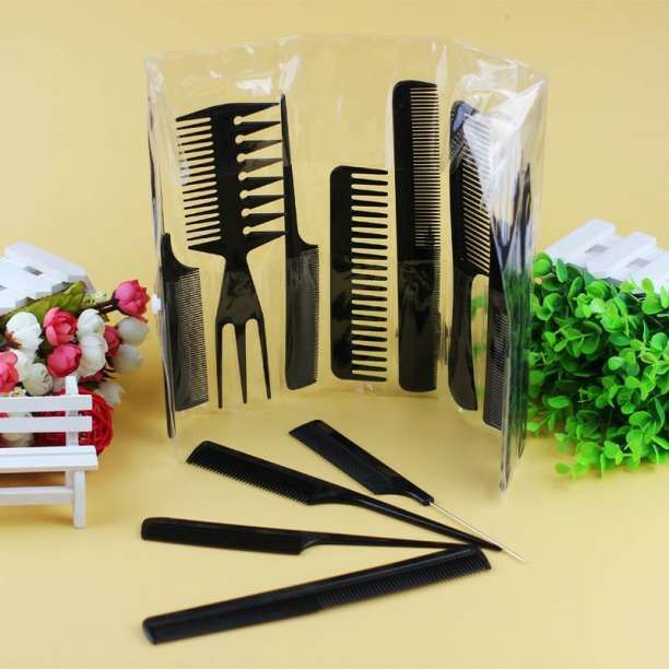 くし コーム 黒 10本セット ワイドメッシュ ヘアケア