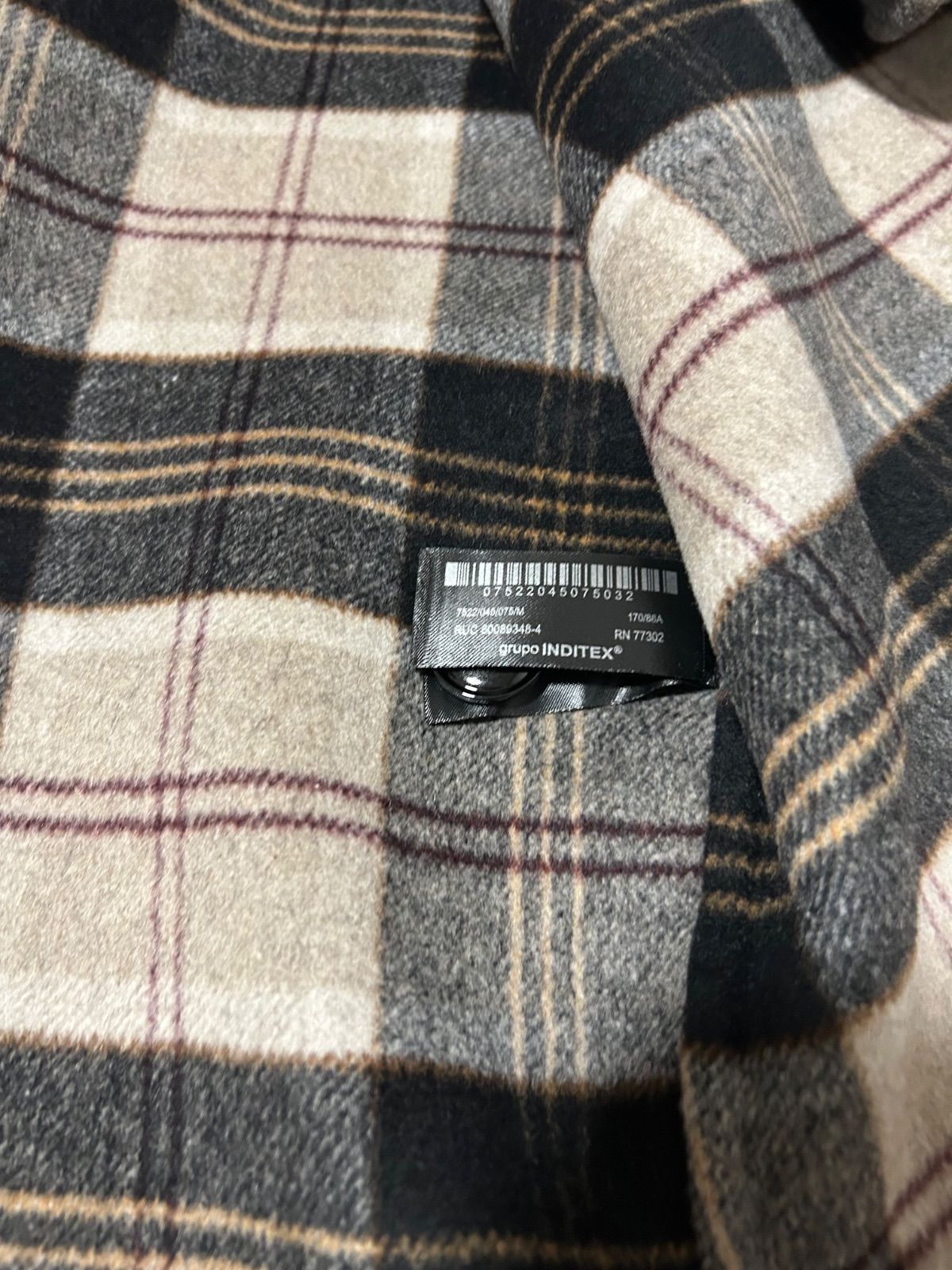 ウール混紡チェック柄ケープ