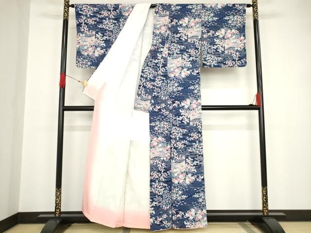 平和屋着物▽上質な小紋　単衣　絞り　枝花文　ラメ　正絹　逸品　DAAV5186az 平和屋着物▽上質な小紋 単衣 絞り 枝花文 ラメ 正絹 逸品
