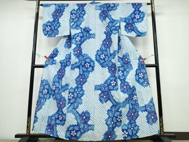 平和屋着物∴夏物 浴衣 有松鳴海絞り 枝花文 綿 ♥ CAAW1144ng