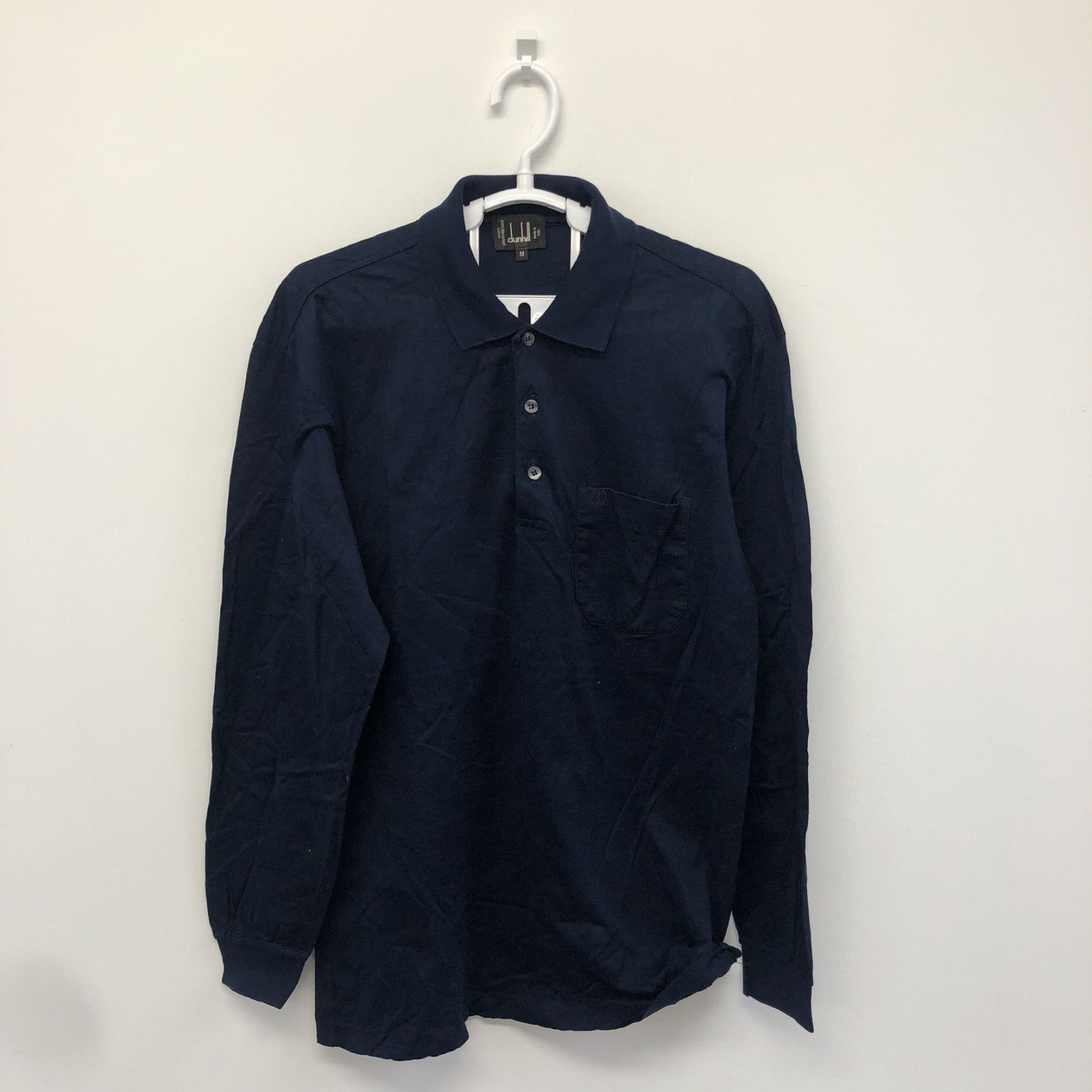 dunhill】ダンヒル ネイビー M ポロシャツ 長袖トップス 無地 dunhill】ダンヒル ネイビー M ポロシャツ 長袖トップス 無地