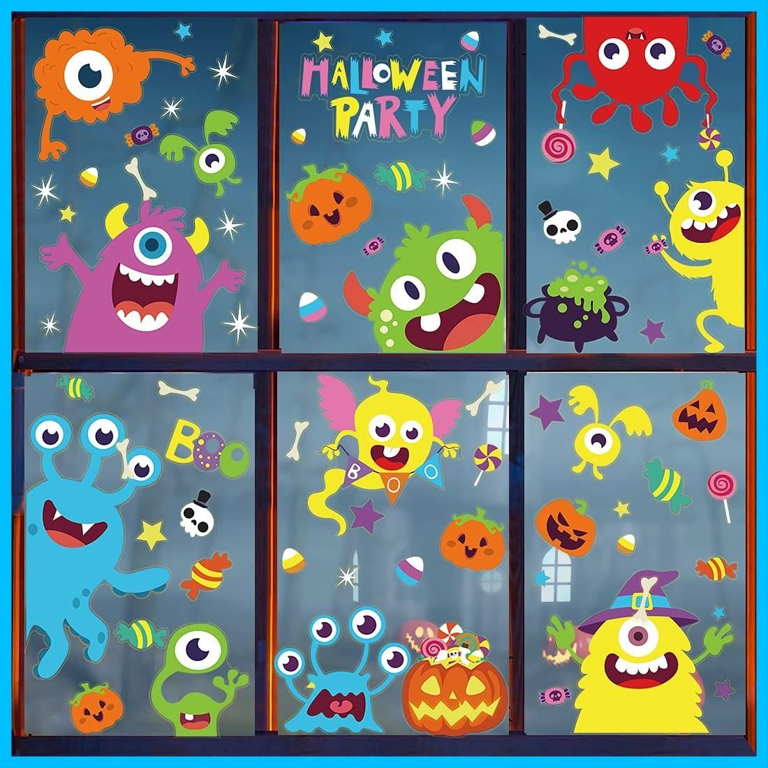 静電 ステッカー ウォール 両面 DERAYEE モンスター 95 pcs入り 剥がせる 汚れない 怪獣 静電気シール 窓 片目の怪獣