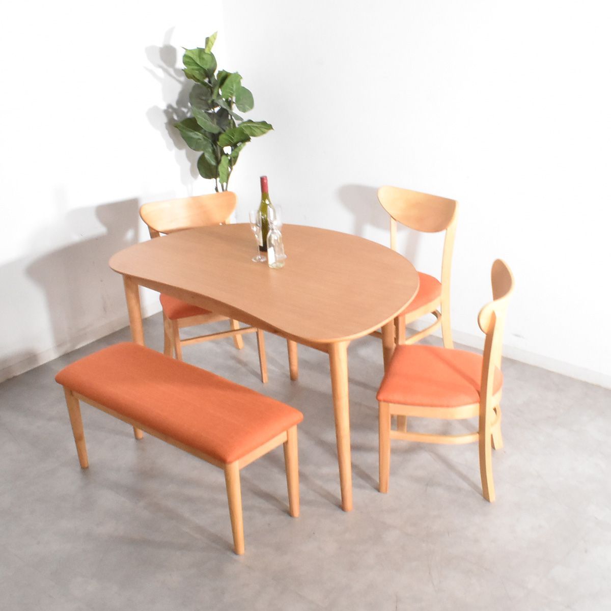 Dining table ベンチ 半円ダイニングテーブルセット 半円 ダイニングテーブル 4点セット 半