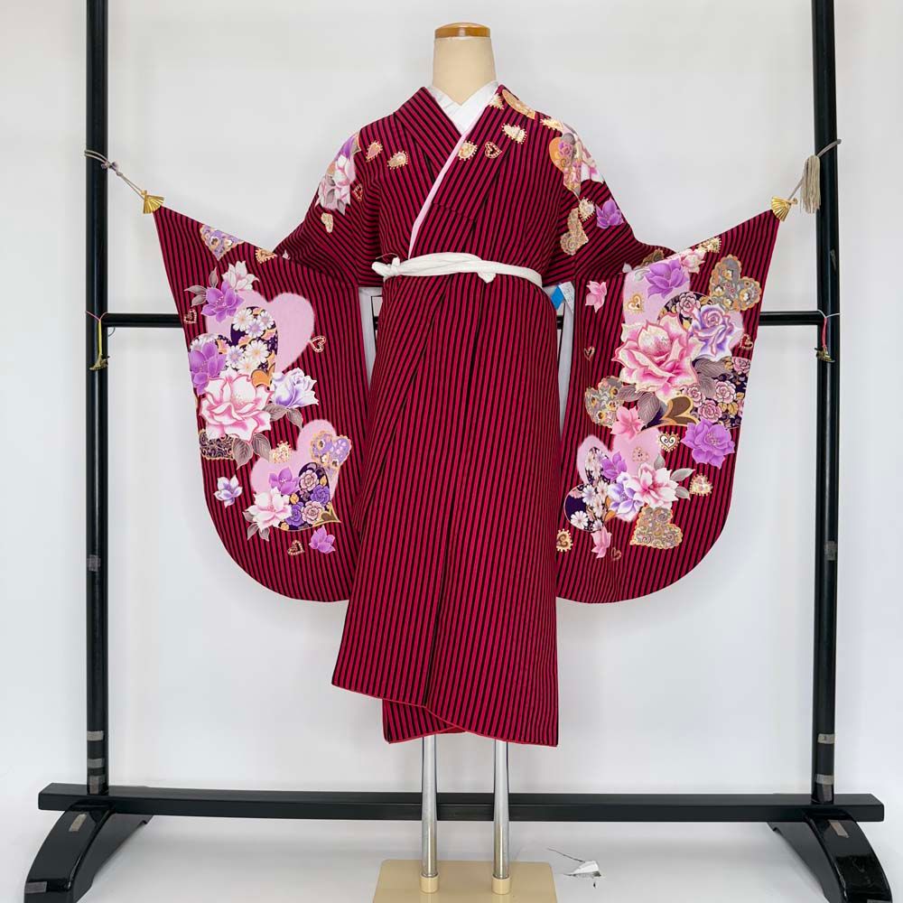 二尺袖 単品 卒業式着物 anan ピンク 裄68.7cm Lサイズ 袴用着物 化繊 4673