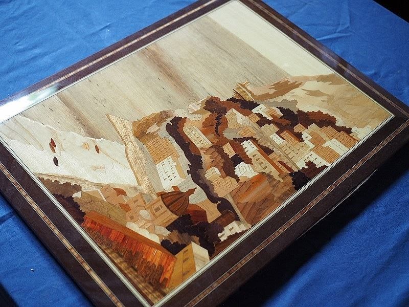 現代アートフレーム 現代芸術 現代作家 イタリア 木貼象嵌絵 古録展 品番H1601