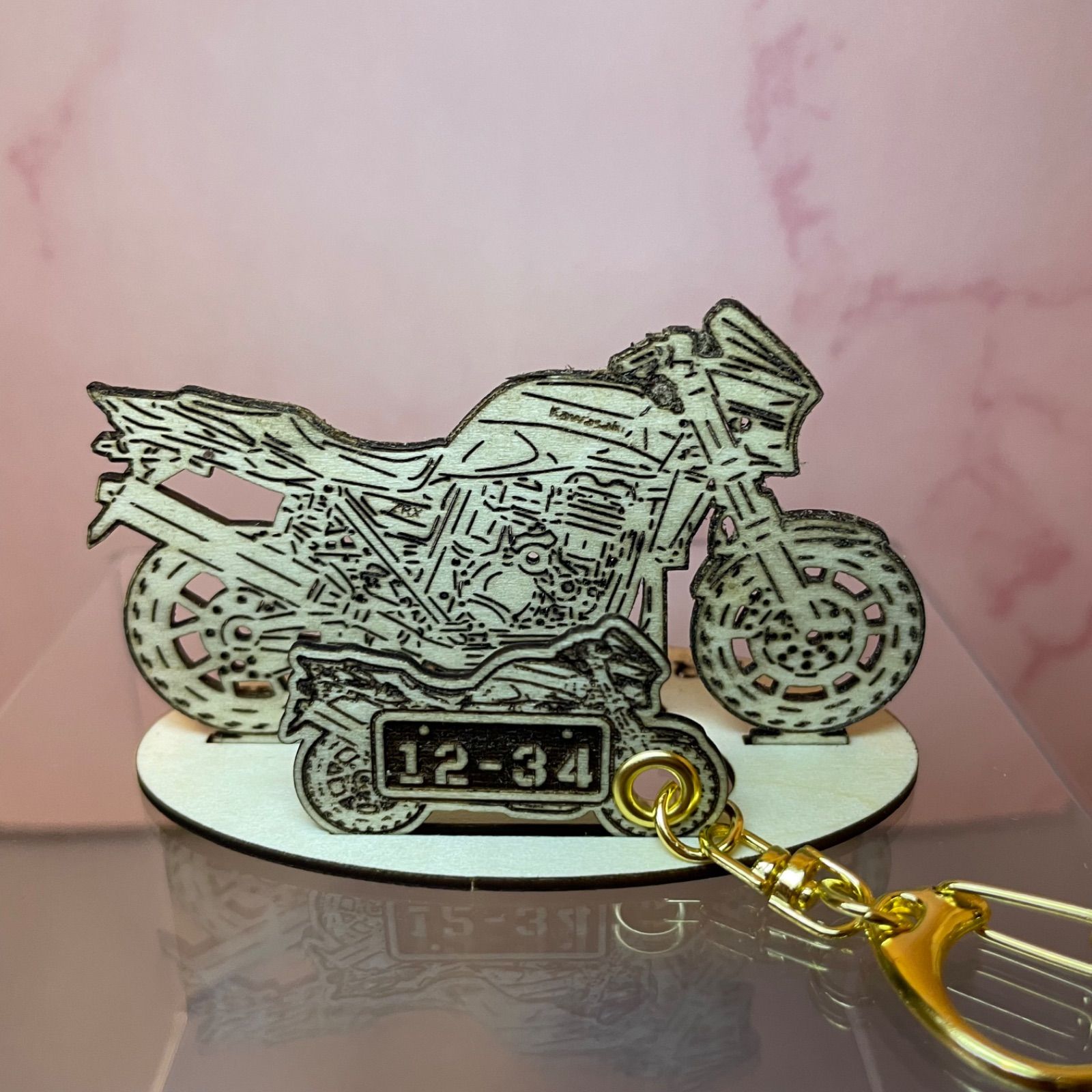 バイク カワサキ ZXR1200 DAEG 模型 木製 フィギュア スタンド