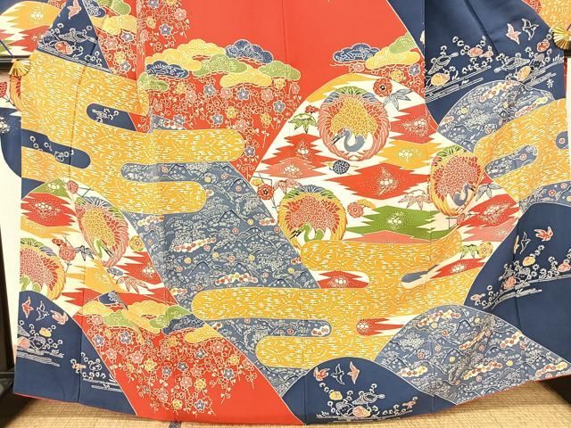 逸品　【栗山吉三郎　和染紅型　栗山紅型　紅型】　振袖 楽天市場】平和屋本店□極上 和染紅型 栗山紅型 栗山吉三郎 振袖