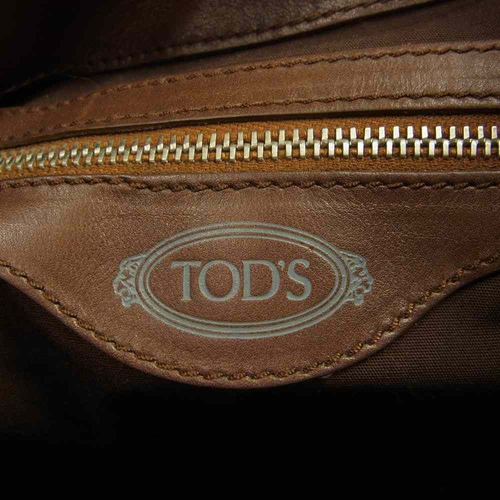 中古若干ありTOD’S トッズ ハラコ フラップ レザー バッグ ブラウン