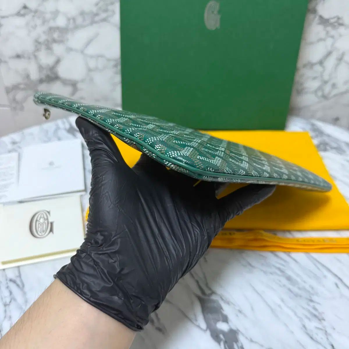 極美品 GOYARD PVC クラッチバッグ ファスナー 総柄 グリーン 緑 100%新品，定番 ゴヤール クラッチバッグ