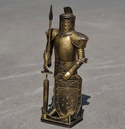 置物 中世ヨーロッパの兵隊 甲冑 アンティーク風 (槍タイプ)