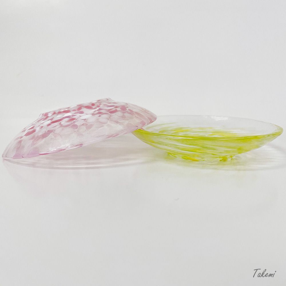 津軽びいどろ いろいろ 豆皿 2枚セット（sakura1枚、菜の花1枚