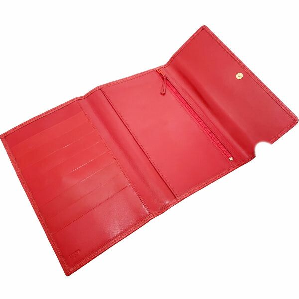 ロエベ 長財布 アナグラム 三つ折り長財布 型押し レザー 革 レッド 赤 LOEWE ファスナー長財布 財布 ロングウォレット ウォレット サイフ