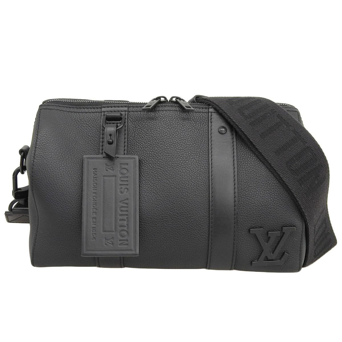(4486)ルイヴィトン LOUIS VUITTON シティ・キーポル ショルダーバッグ ブラック金具 グレインカーフレザー ノワール メンズ M59255 4486