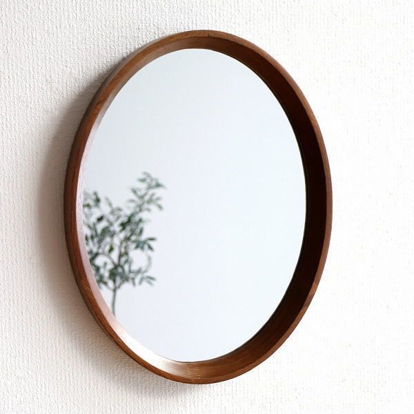 鏡 壁掛けミラー おしゃれ 楕円形 シンプル モダン 木製 無垢 ウォールミラー 玄関 洗面 トイレ 縦横対応 ウッド オーバル