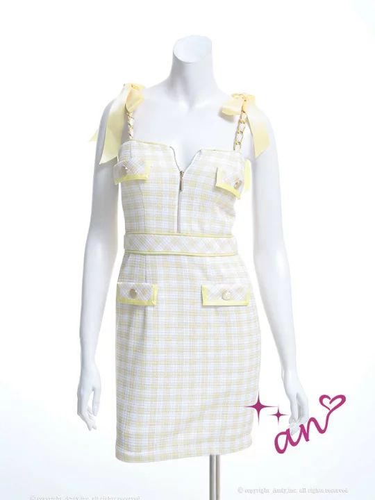 イエロー【新色追加】【再入荷】【an/アン】チェック/ タイト