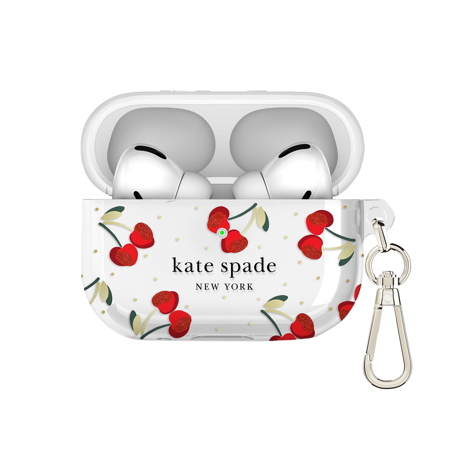 ケイト スペード ニューヨーク AirPods Pro 保護ケース キーチェーンリング付き - チェリードット AirPods Pro第2世代|第1世代に対応
