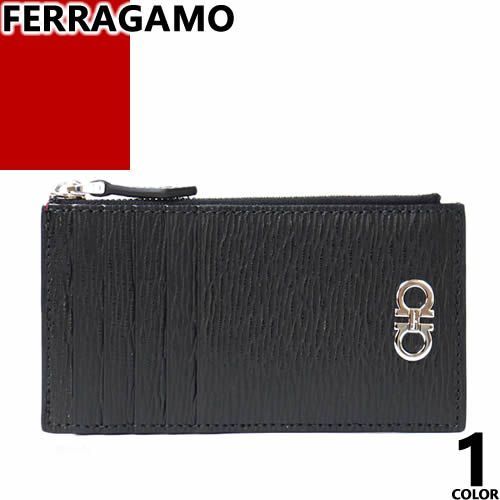 フェラガモ FERRAGAMO コインケース 小銭入れ カードケース フラグメントケース ガンチーニ メンズ 財布 ミニ財布 本革 革 ブランド おしゃれ 黒 ブラック GANCINI CARD HOLDER 660805 749689