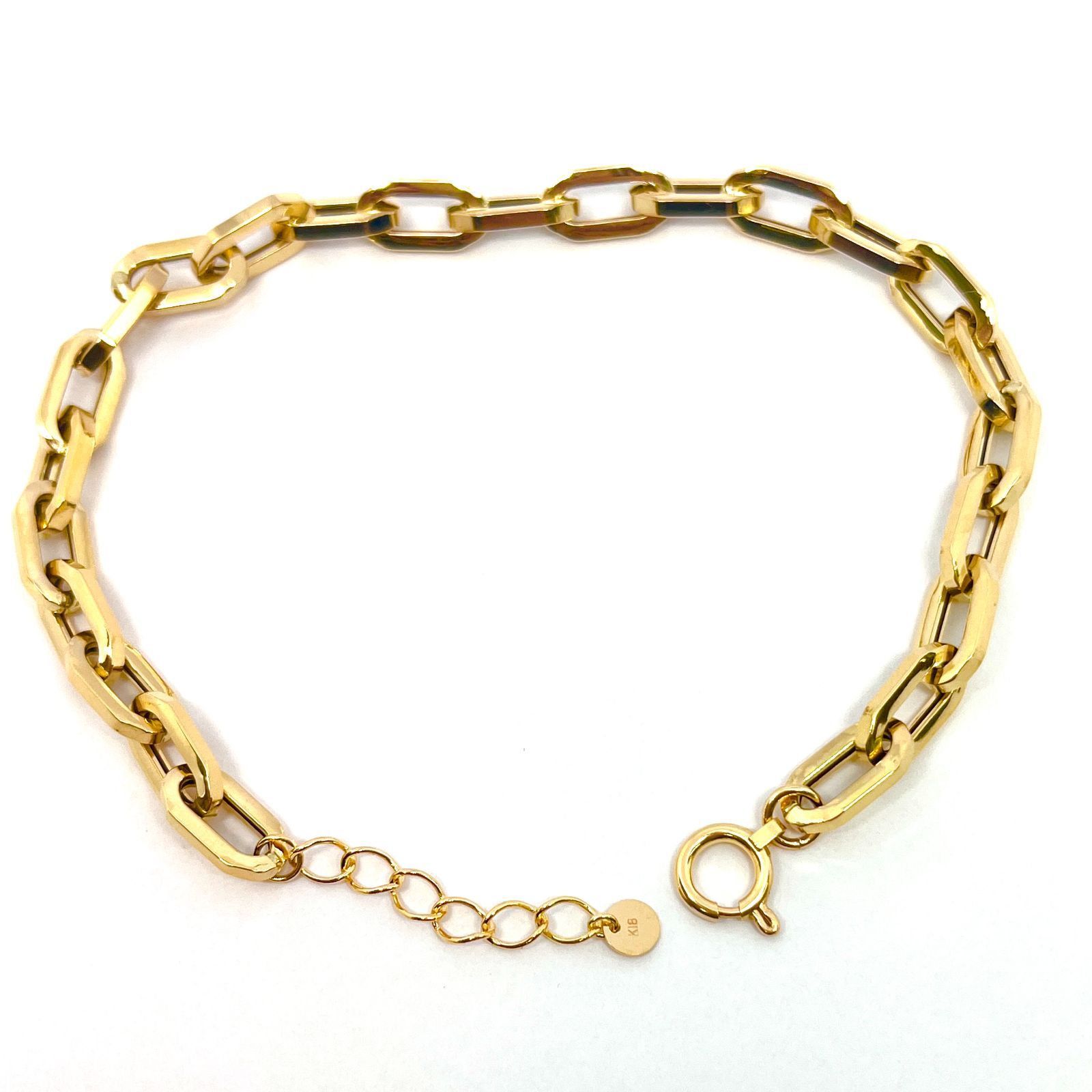 RMジュエリー 18金 ペーパークリップ 幅3mmチェーンブレスレット 20cm 18金 ペーパークリップ チェーン ブレスレット 幅3mm 18cm 20cm