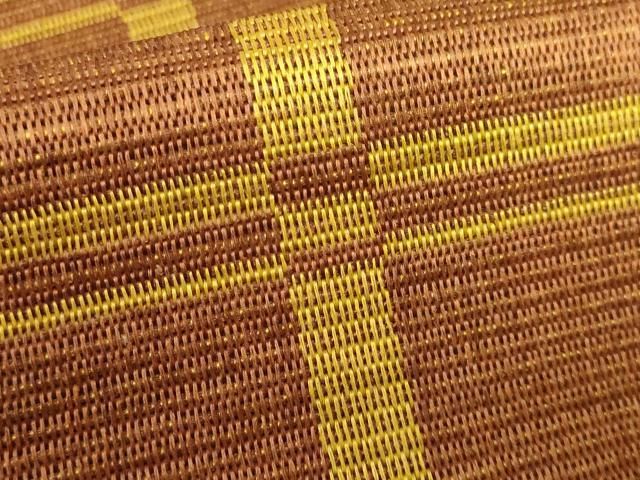 平和屋着物□極上 本場黄八丈 八寸名古屋帯 一重帯 横段文 逸品