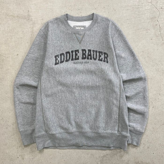 Eddie Bauer エディーバウアー ブランドロゴプリント スウェットシャツ リバースタイプ メンズL 