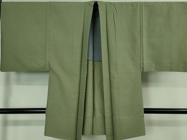 平和屋本店■極上　男性　結城紬　アンサンブル　長羽織　単衣　100亀甲　総詰め　深川鼠色地　逸品　DZAA8061kh5 平和屋本店□極上 男性 結城紬 アンサンブル 長羽織 単衣 100亀甲 総