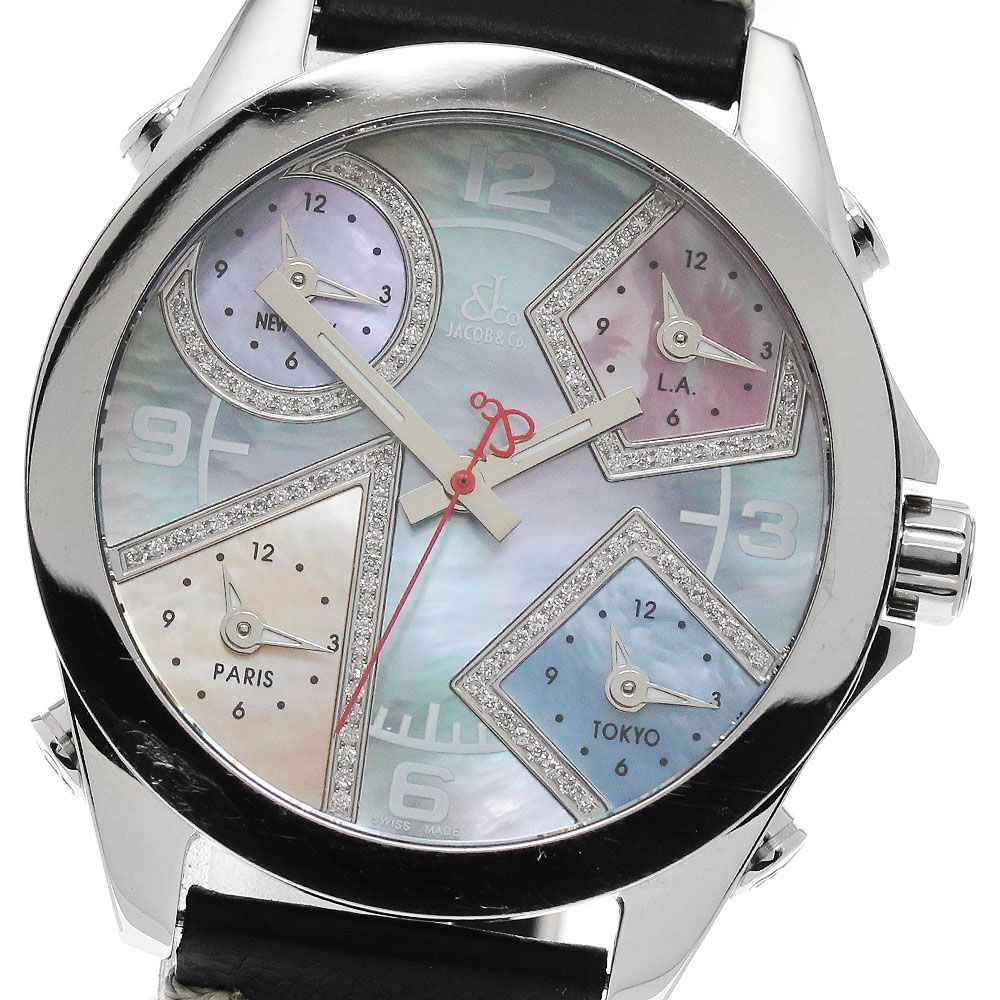ジェイコブ JACOB&CO 5タイムゾーン 40MM ダイヤベゼル シェル 
