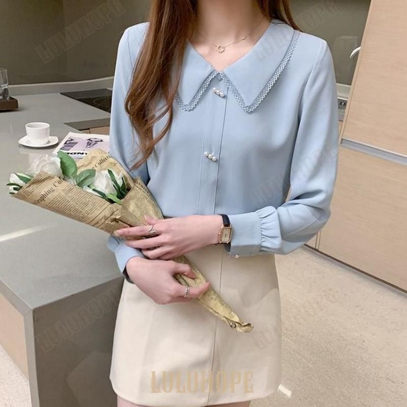 ブラウス レディース ♥ 長袖 きれいめ 襟付き シャツ トップス 白ブラウス yunban523 NICORILABO_COM