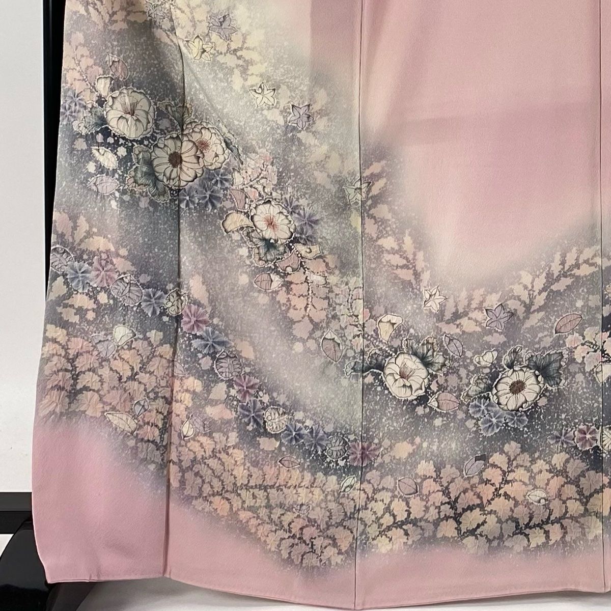 訪問着 身丈167cm 裄丈67.5cm L 袷 落款 辻が花 ぼかし 薄ピンク