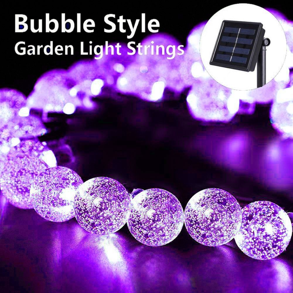 ソーラー イルミネーション バブルボール LED 【パープル 30球】防水 庭灯 照明 スノーフラワー 装飾 L-024 クリスマスツリー イルミネーション