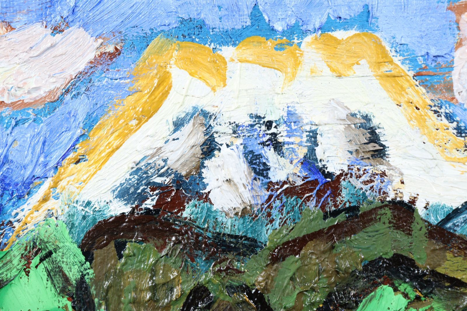 早稲田員久 「富士」 肉筆油彩画 山風景 唐物 骨董 古美術 楾