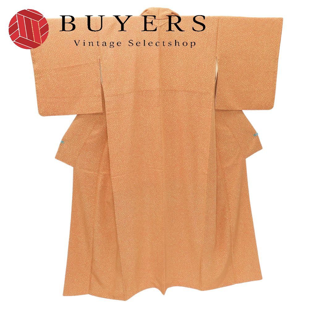 小紋 正絹 金銀糸除く オレンジ 桜柄 小花柄 和装 呉服 和服 きもの レディース 女性